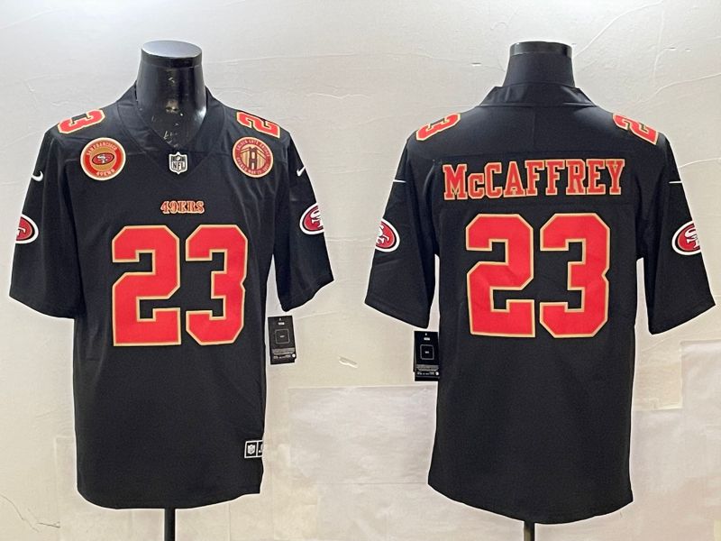 Men San Francisco 49ers #23 Mccaffrey Black gold Fashion 2025 Nike Limited NFL Jersey style 7